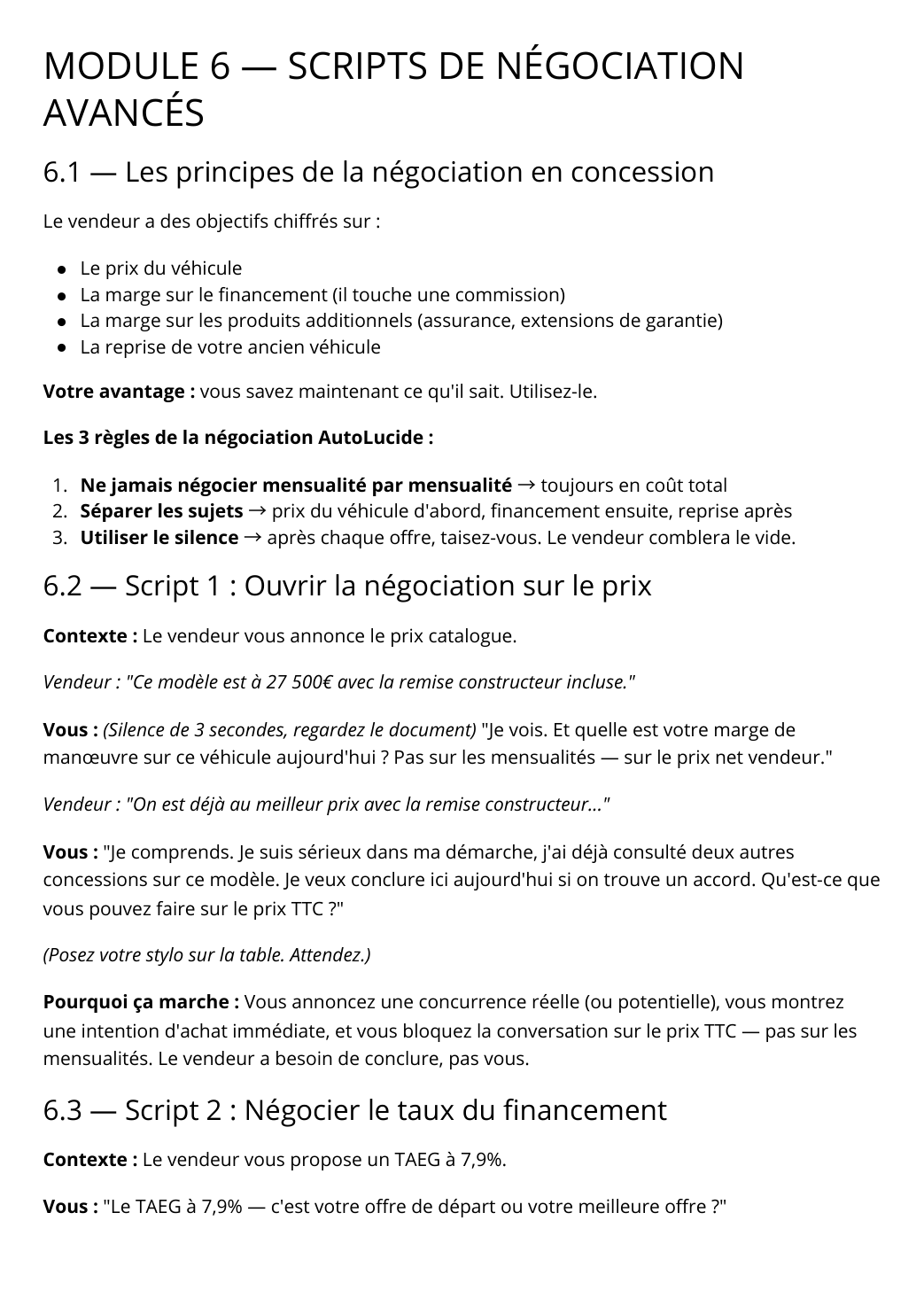 Extrait du Guide Expert : scripts de négociation